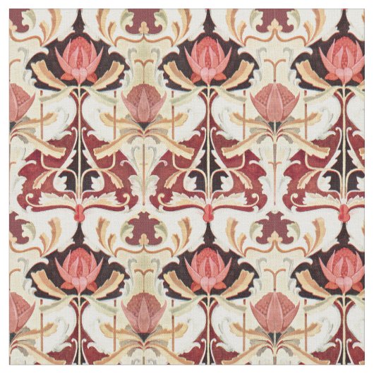 Vintages Jugendstil-Waratah-Blumenmuster Stoff (Nahaufnahme)