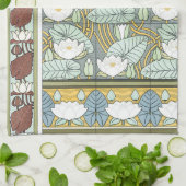 Vintages Jugendstil, Wasserlilie Garten Blume Geschirrtuch (Gefaltet)