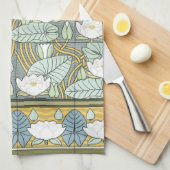 Vintages Jugendstil, Wasserlilie Garten Blume Geschirrtuch (Viertel Falte)