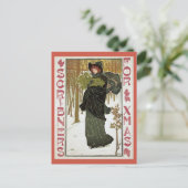 Vintages Jugendstil-Weihnachtsmagazin Feiertagspostkarte (Stehend Vorderseite)
