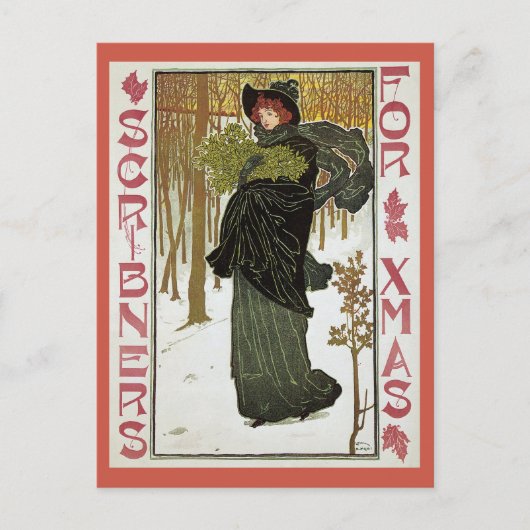 Vintages Jugendstil-Weihnachtsmagazin Feiertagspostkarte (Vorderseite)
