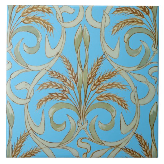 Vintages Jugendstil-Wheat-Muster Fliese (Vorderseite)