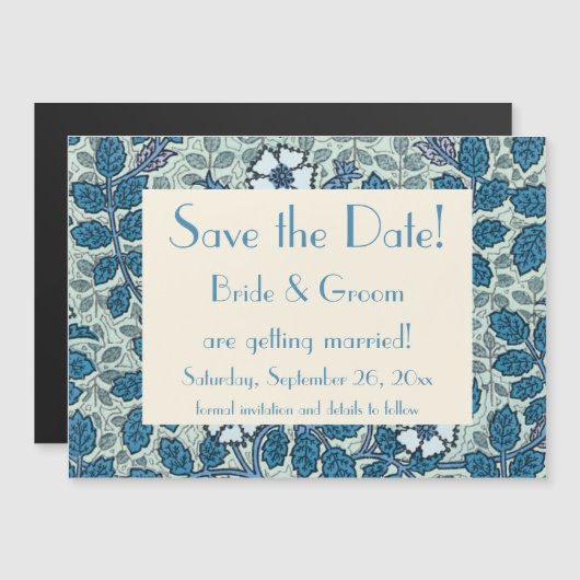 Vintages Jugendstil, Wilde Rose Save the Date Magneteinladung (Vorne/Hinten)