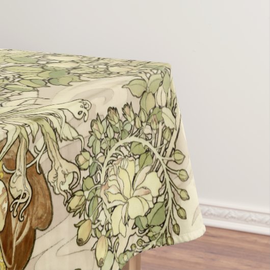 Vintages Jugendstil-Woman Blumenmuster von Mucha Tischdecke (Beispiel)