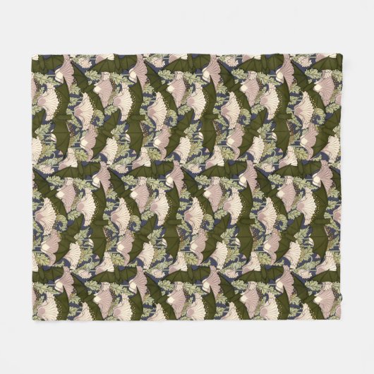 Vintages Jugendstilmuster Fleecedecke (Vorderseite (Horizontal))