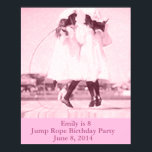 Vintages Jump Rope Pink Kindergeburtstag Party Poster<br><div class="desc">Dieses Geburtstagsparty Poster bietet ein Vintages Foto von zwei Mädchen, die auf der Promenade springen. Das Foto ist rosa gefärbt. Am Ende des Posters kannst du leicht für dein Geburtstagsmädchen und ihr Party personalisieren. Hier finden Sie passende Geburtstagsfeier-Einladungen und Porto-Briefmarke. Dieses Design ist auch in blau erhältlich. Weitere Set zur...</div>