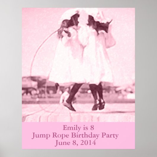 Vintages Jump Rope Pink Kindergeburtstag Party Poster (Vorne)