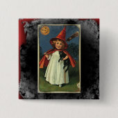 Vintages junges Halloween Hexenschauspiel Button (Vorderseite)