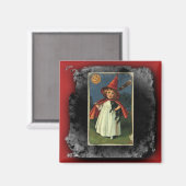 Vintages junges Halloween Hexenschauspiel Magnet (Vorderseite/Rückseite)