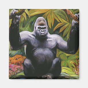 Vintages Jungle-Primat, Silverback Lowland Gorilla Magnet