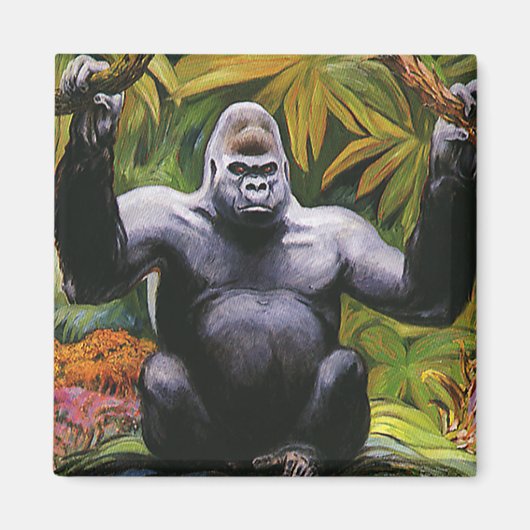 Vintages Jungle-Primat, Silverback Lowland Gorilla Magnet (Vorne)