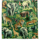 Vintages Jungtiermuster Duschvorhang (Vorderseite)