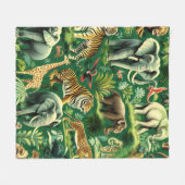 Vintages Jungtiermuster Fleecedecke (Vorderseite (Horizontal))