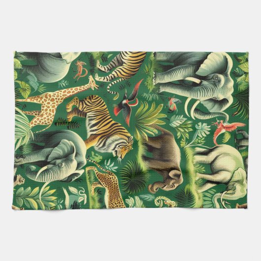 Vintages Jungtiermuster Geschirrtuch (Horizontal)