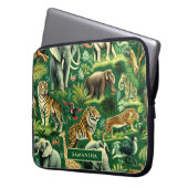 Vintages Jungtiermuster Laptopschutzhülle (Vorderseite Links)