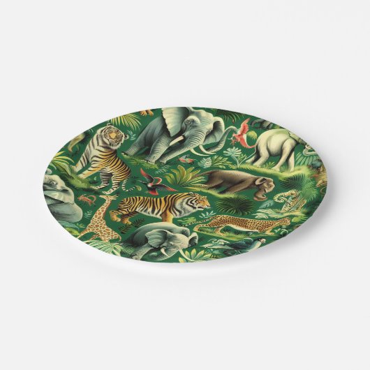 Vintages Jungtiermuster Pappteller (Schrägansicht)
