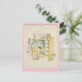 Vintages "Just Arrived" Baby mit Stork Postkarte (Stehend Vorderseite)