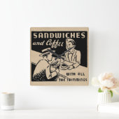 Vintages Kaffee-Geschäft Quadratische Wanduhr (Zuhause)