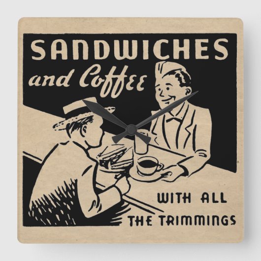 Vintages Kaffee-Geschäft Quadratische Wanduhr (Vorderseite)