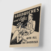 Vintages Kaffee-Geschäft Quadratische Wanduhr (Winkel)