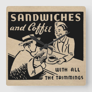 Vintages Kaffee-Geschäft Quadratische Wanduhr
