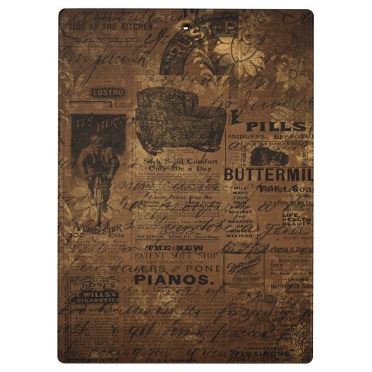 Vintages Kaffeekollen Klemmbrett (Rückseite)