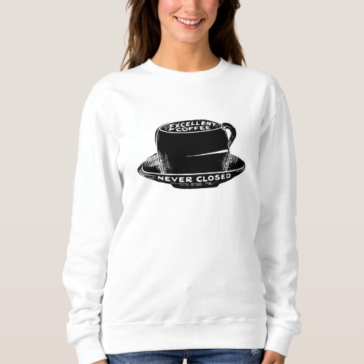 Vintages Kaffeemaschinenzeichen schwarz-weiß Sweatshirt (Vorderseite)