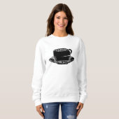 Vintages Kaffeemaschinenzeichen schwarz-weiß Sweatshirt (Vorne ganz)