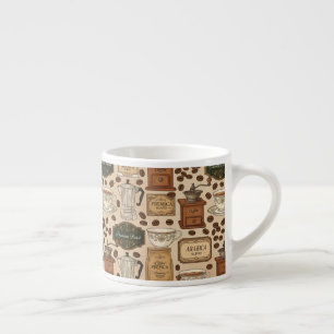 Vintages Kaffeemuster Retro-Café-Stil Espressotasse