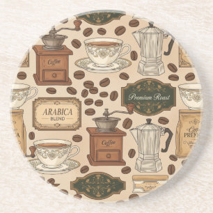 Vintages Kaffeemuster Retro-Café-Stil Getränkeuntersetzer