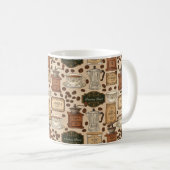 Vintages Kaffeemuster Retro-Café-Stil Kaffeetasse (VorderseiteRechts)
