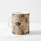 Vintages Kaffeemuster Retro-Café-Stil Kaffeetasse (Vorderseite Links)