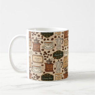 Vintages Kaffeemuster Retro-Café-Stil Kaffeetasse