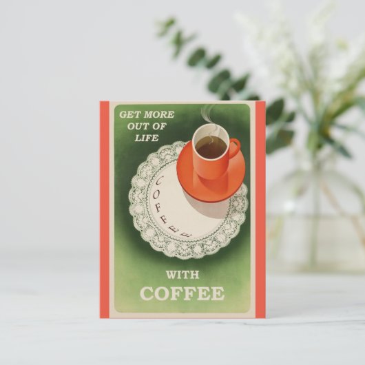 Vintages Kaffeepistro Retro Postkarte (Stehend Vorderseite)