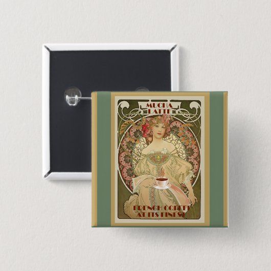 Vintages Kaffeeposter Button (Vorne & Hinten)