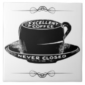 Vintages Kaffeetassen-Schild schwarz-weiß Fliese (Vorderseite)