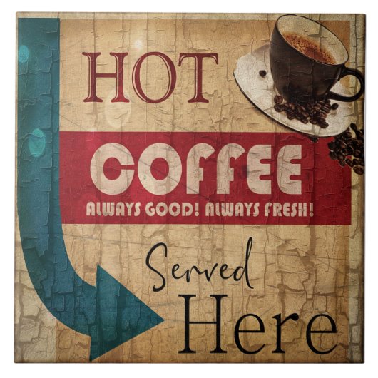Vintages Kaffeezeichen Fliese (Vorderseite)