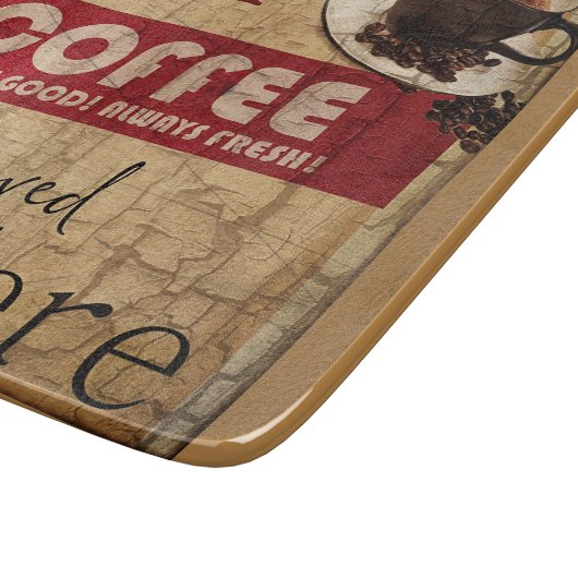 Vintages Kaffeezeichen Schneidebrett (Ecke)