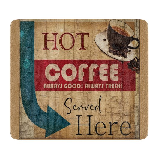 Vintages Kaffeezeichen Schneidebrett (Vorderseite)