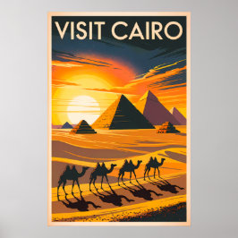 Vintages Kairo - Pyramiden bei Sonnenuntergang Poster