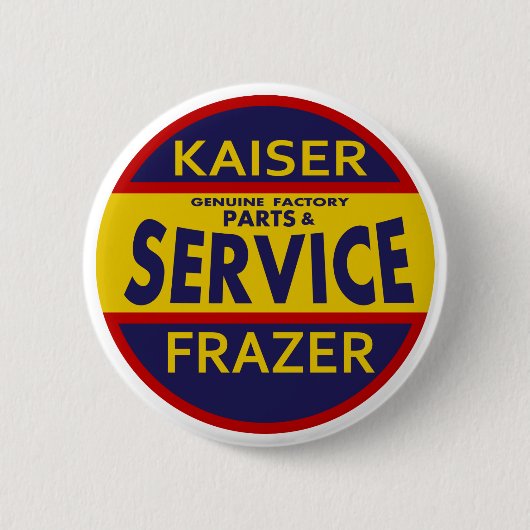 Vintages Kaiser-Frazer-Dienstzeichen rot/blau Button (Vorderseite)