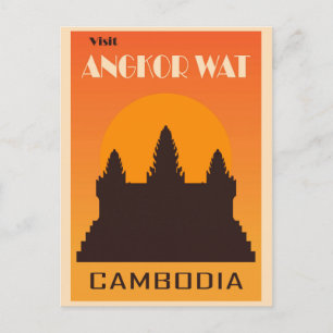 Vintages Kambodscha Angkor Wat Temple Travel Postkarte