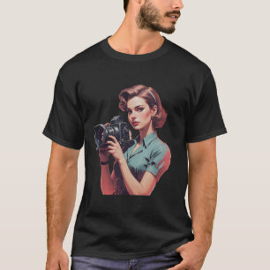 Vintages Kameramädchen, T - Shirt für Damen und He