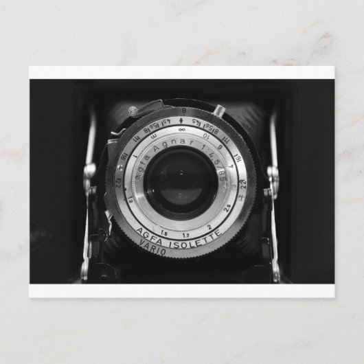 Vintages Kameraobjektiv Postkarte (Vorderseite)