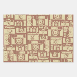 Vintages Kameratyp in braunen Farben Geschenkpapier Set