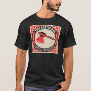 Vintages Kampf-Axt-Streichholzschachtel-Logo T-Shirt