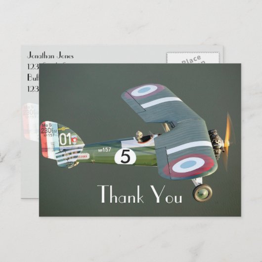 Vintages kämpfendes Flugzeug Geburtstag Bearbeitun Postkarte (Vorne/Hinten)