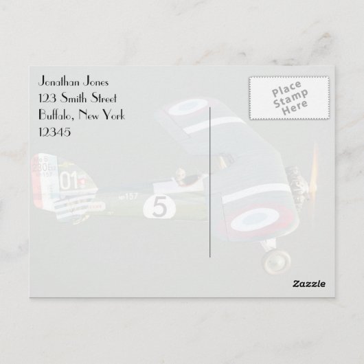 Vintages kämpfendes Flugzeug Geburtstag Bearbeitun Postkarte (Rückseite)