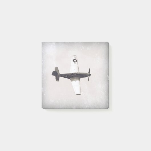 Vintages Kampfflugzeug graue Post-it Klebezettel (Vorderseite)