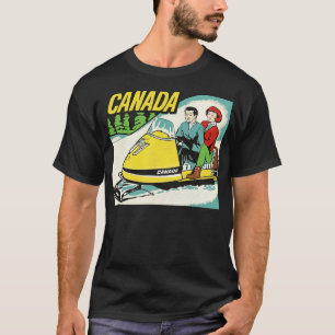Vintages Kanada Schneemobil Tourist Reise Souveni T-Shirt